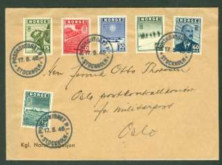 NORWAY 1945, Complete “London” set tied from Norwegian P.O. in 