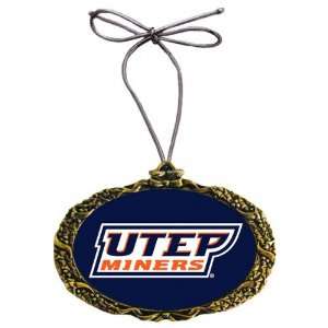 UTEP Miners   Classic Logo   Gold Holiday Ornament  Sports 