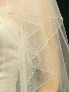 2T Ivory Cathedral Length 2.5 Wide Crystal Beaded Edge Bridal Wedding 