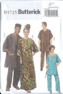   Costume Sewing Pattern Men Unisex Dashiki Robe Caftan Headwrap  
