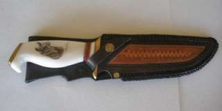 Alan Gerber hunting knife llama etched custom sheath  