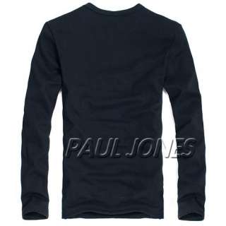   Mens Long Sleeve T shirt Tops sport Tees Black/White + XS~L,90% cotton