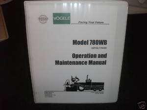 Vogele Pro Pav 780WB Asphalt paver O & M manual  