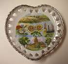 Vintage Kansas Lattice Edge Heart Shaped Souvenir Plate, 5 1/4 in.