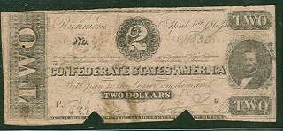 1863, T61, $2, J.P. Benjamin, 2nd Series, signed COC  