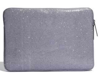 JUICY COUTURE STARDUST GLITTER LAPTOP SLEEVE CASE SILVER YTRUT036 NWT 