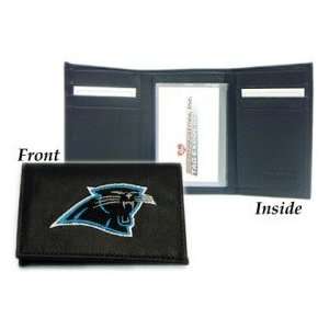Carolina Panthers Embroidered Leather Tri Fold Wallet:  