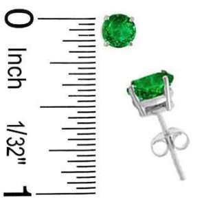  .925 Sterling Silver Emerald Gemstone Stud Earrings in 