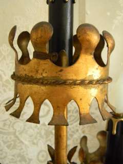 2die4!~Antique Italian Tole Metal Crown Table Chandelier Lamp~Italy 