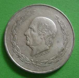 1954 MEXICO SILVER 5 pesos Hidalgo Coin Key Date AU  