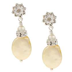   Pearl, White Topaz and Crystal Earrings (4 13 mm)  