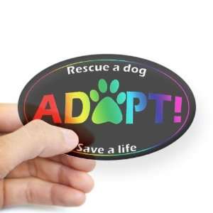  Adopt Sticker Multi on Black Pets Oval Sticker by 