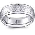 14k White Gold Mens Hand braided Comfort fit Wedding Band   