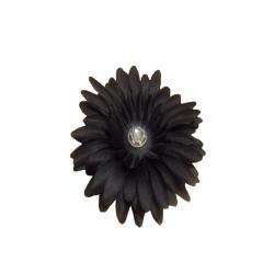 Black Flower Rhinestone Center Hair Clip  Overstock