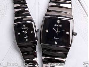   Fashion charm dress casual Tungsten Square wrist watch Black N8  