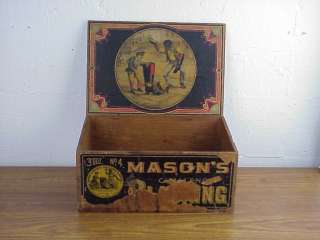   Vintage MASONS SHOE BLACKING Display Box 11x8x5 Black Americana RARE