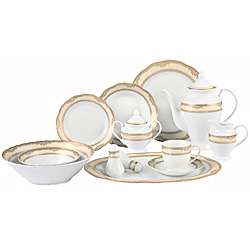 Lorenzo Isabella Porcelain 57 pc Dinnerware Set (Gold Border 