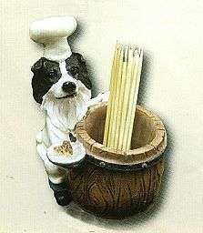 Dog Figure Toothpick Chef BICHON FRISE or BORDER COLLIE  