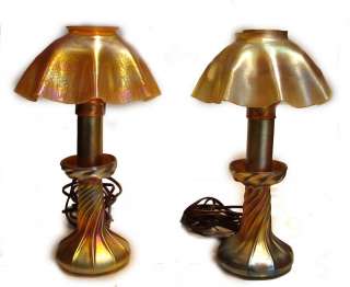 FAVRILE TIFFANY STUDIOS HAND BLOWN GLASS LAMPS DUO  