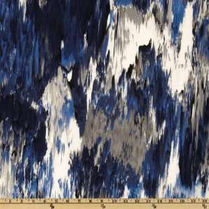  44 Wide Silk Crepe De Chine Strokes Blue/Grey Fabric By 