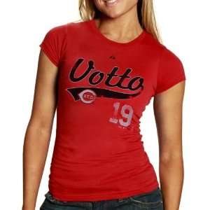   19 Joey Votto Ladies Red Lead Role Player T shirt