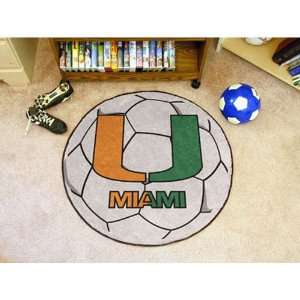  BSS   Miami Hurricanes NCAA Soccer Ball Round Floor Mat 