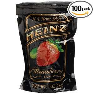 Heinz Strawberry Jam, 1 Ounce Single Serve Pouches (Pack of 100 