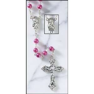  Rose Pearl Bead Rosary   Very Colorful 