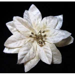    NEW Ivory Velvet Poinsettia Hair Flower Clip, Limited. Beauty