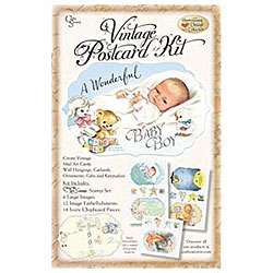 Crafty Secrets Baby Boy Vintage Postcard Kit  Overstock