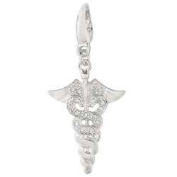 Sterling Silver Diamond Accent Caduceus Charm  Overstock