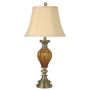 Fangio 31 inch Metal & Glass Table Lamp in an Antique Brass Finish and 