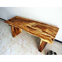 Hand carved Wooden Natural Edge Bench (Thailand)  