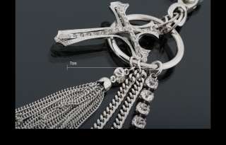 BLING CROSS wallet chain Key holder charm for BIKER ROCKER GOTH 