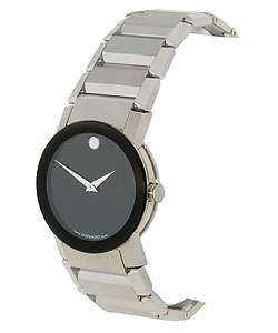 Movado Sapphire Mens Steel Black Dial Watch  Overstock