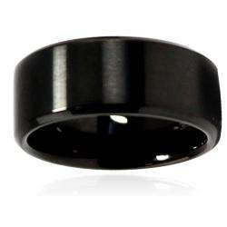 Black Stainless Steel Wide Mens Ring  