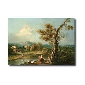  An Italianate River Landscape With Travellers Giclee Print 