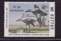 LA 1 1989 Louisiana State Duck Stamp Artist Signed BW  