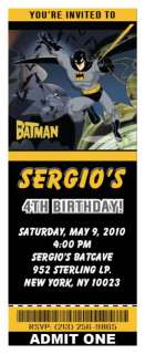 Set of 10 Batman Personalized Ticket Invitations  