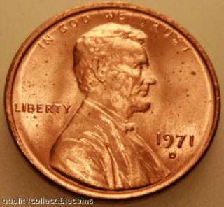 Lincoln Cent 1971 D Uncirculated Red BU Penny US Coins  