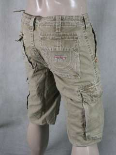 True Religion Jeans Mens ISAAC Cargo SHORTS Wheat brown MAR841EH 