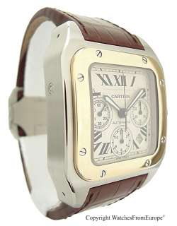 CARTIER Santos 100 XL Chronograph Steel/18kt Gold watch Box/Papers 
