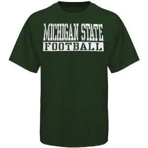 Michigan State Spartans Green Stencil Football T shirt 