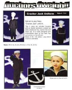 US NAVY SAILOR Cracker Jack Unisex Kids JUMPER TOP SHIRT CAP and PANTS 