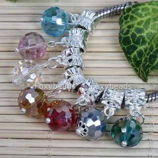 100P *Wholesale* Crystal Dangle Charm Bead Fit Bracelet  