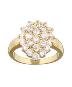 14k Gold Overlay Diamoness Cluster Cocktail Ring  