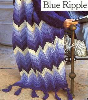 Blue Ripple & Braided Cables Afghan crochet pattern  