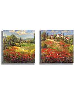 Country Village Stretched Canvas Art Set  Overstock