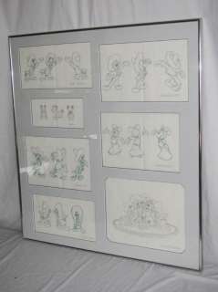 7pc Original Disney Pencil Drawings Mickey Minnie MORE+  