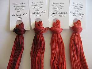 Over dyed embroidery floss sets; GREAT ANTIQUE RED COLLECTION, 4 